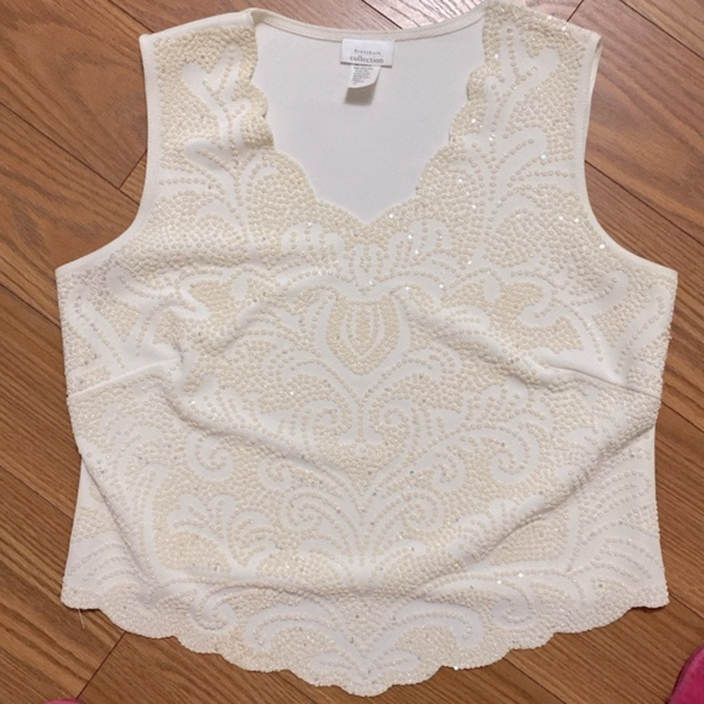 Dressbarn woman’s ivory formal sequined sleeveless high/low tank top V neck XL - Picture 10 of 10